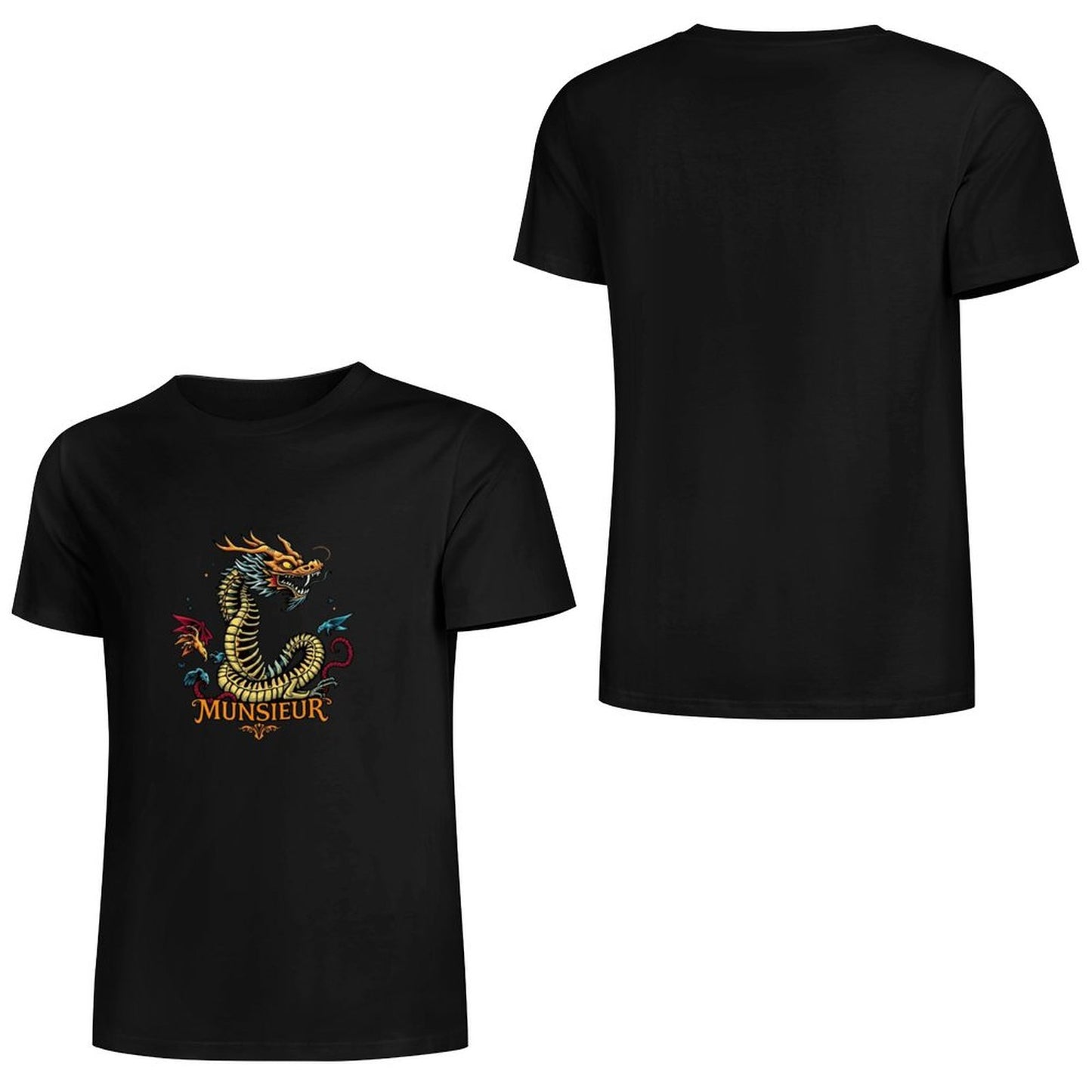 Munsieur Brand Graphic Tee Cotton Men's breathable Dragon Design