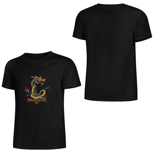 Munsieur Brand Graphic Tee Cotton Men's breathable Dragon Design