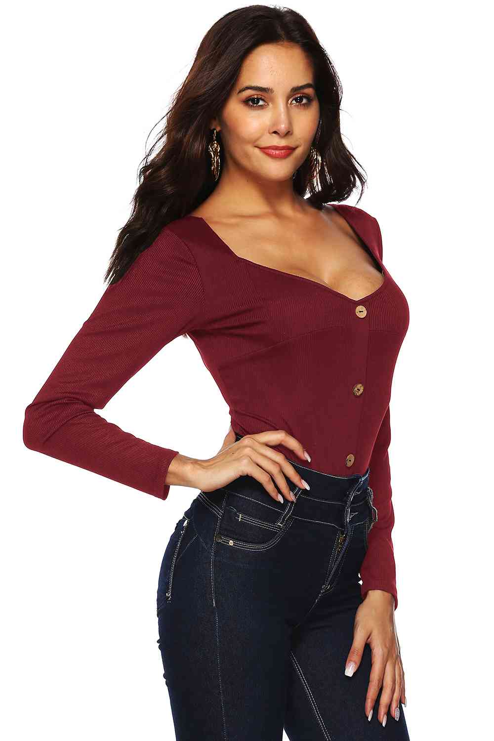 Button Detail Bodysuit - Munsieur