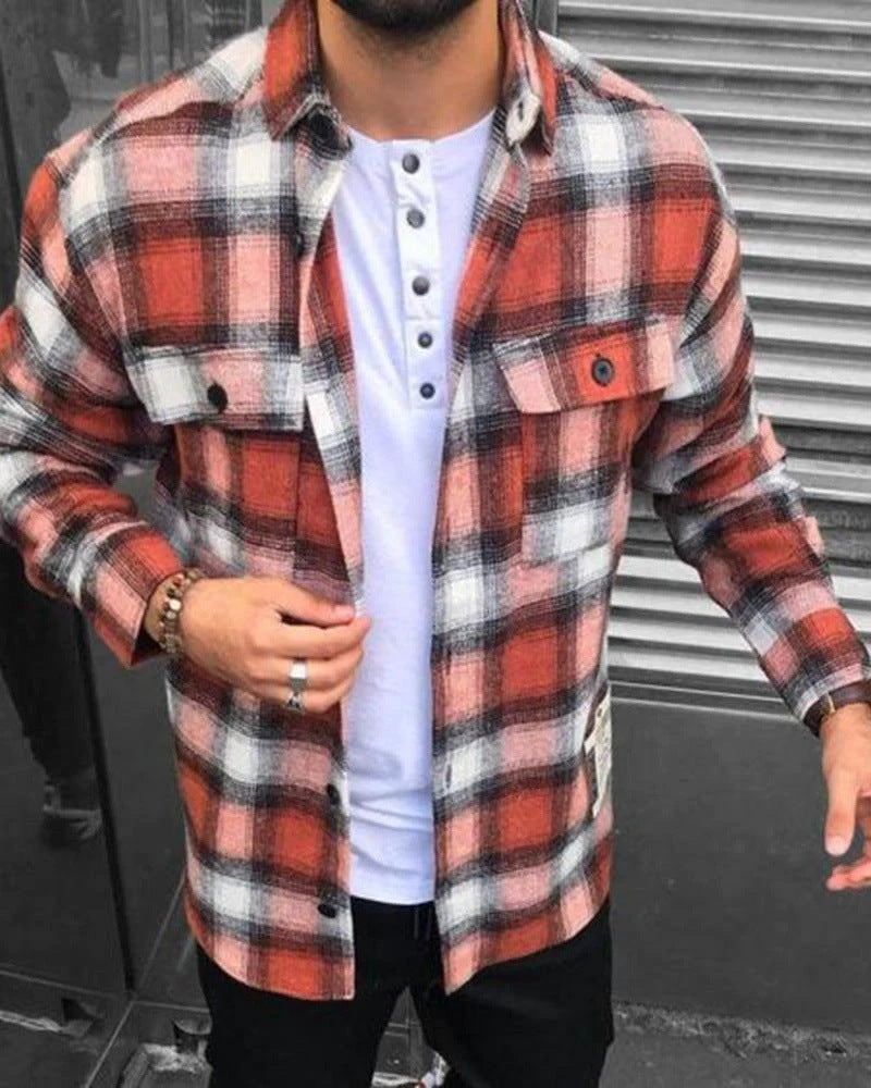 Men's Color Matching 3D Digital Printed Coat
