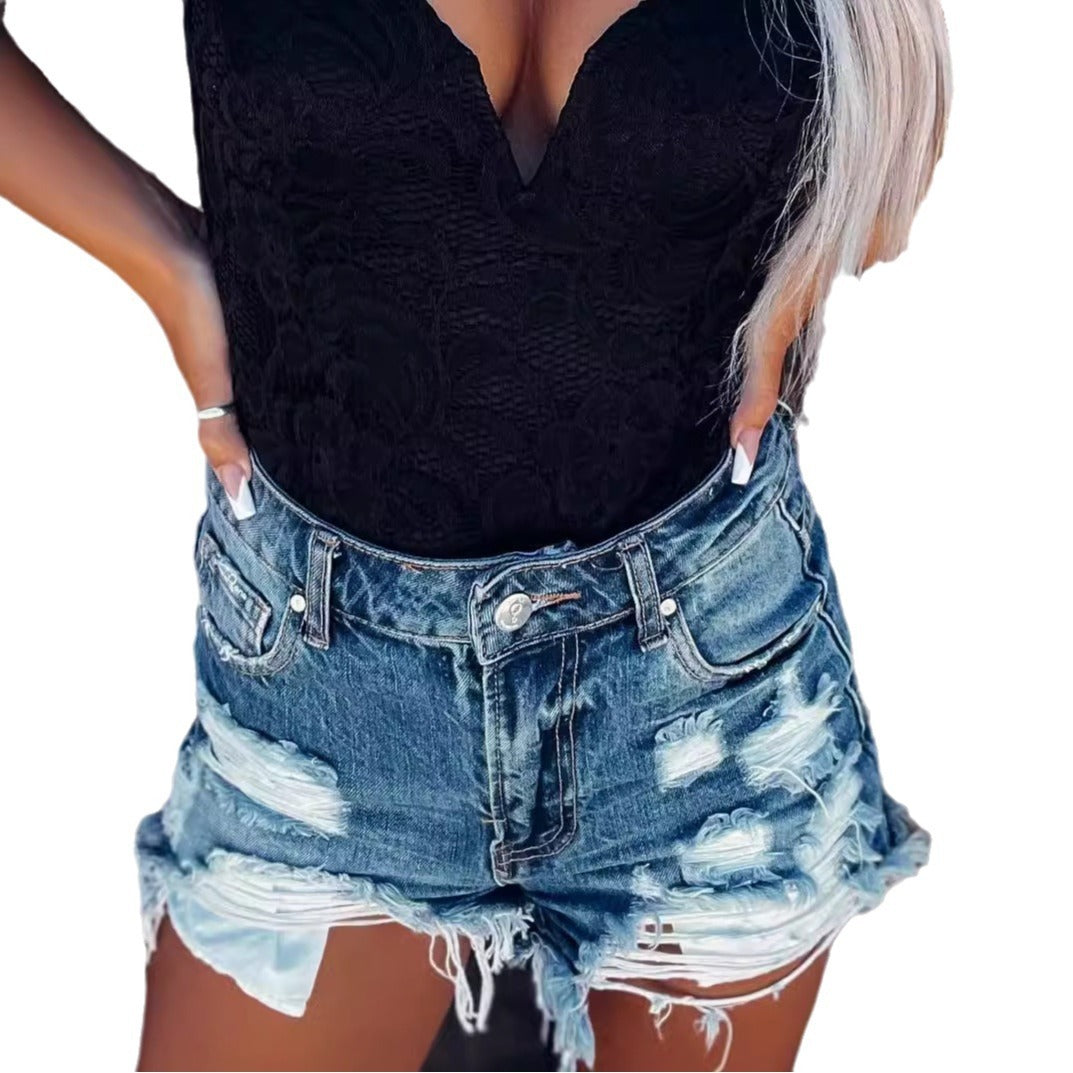 Munsieur Brand Ripped Denim Bottoms for Women Personalized Washed Bottoms