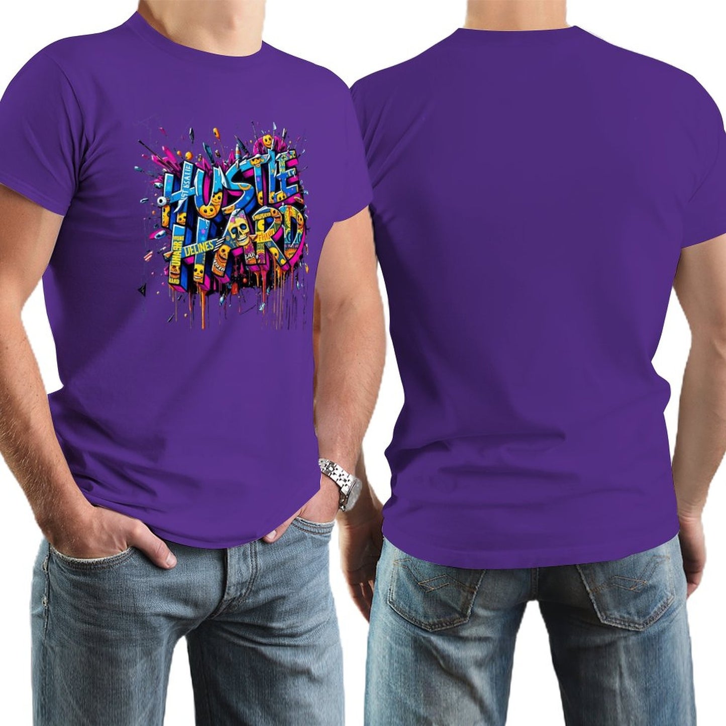 Men's Tee "Hustle Hard" Streetwear Design