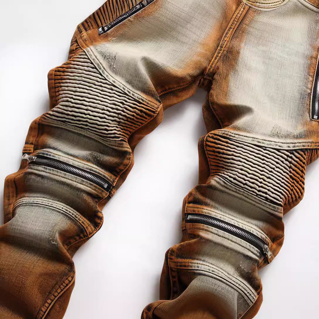 Men's Stretch Zipper Personalized Fashion Slim-fit Pants