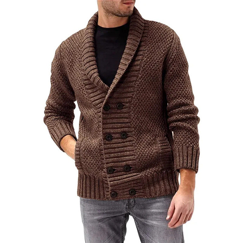 Fashion Simple Solid Color Men's Comfortable Long Sleeve Cardigan Lapel Hoodie