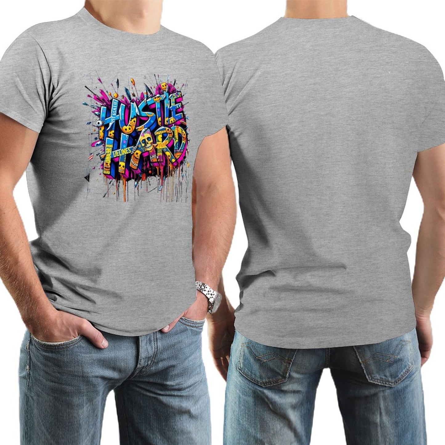 Men's Tee "Hustle Hard" Streetwear Design