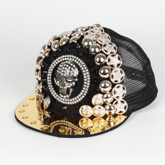 Men Women Handmade Skull Leopard Head Rivet Baseball Hat