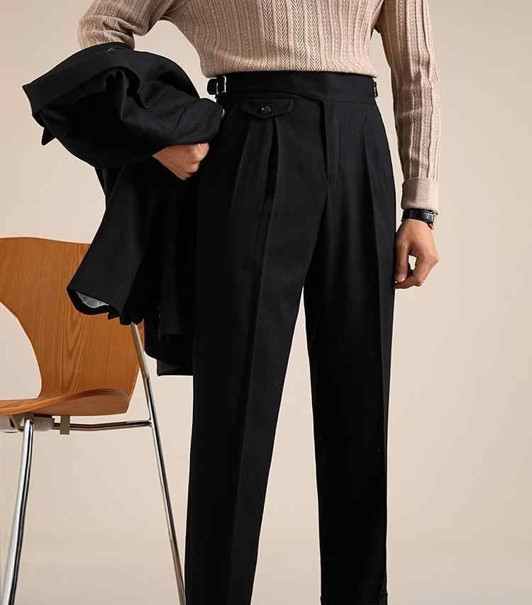 Men's Double Pleated Straight Business Casual loose fitting Pants - Munsieur