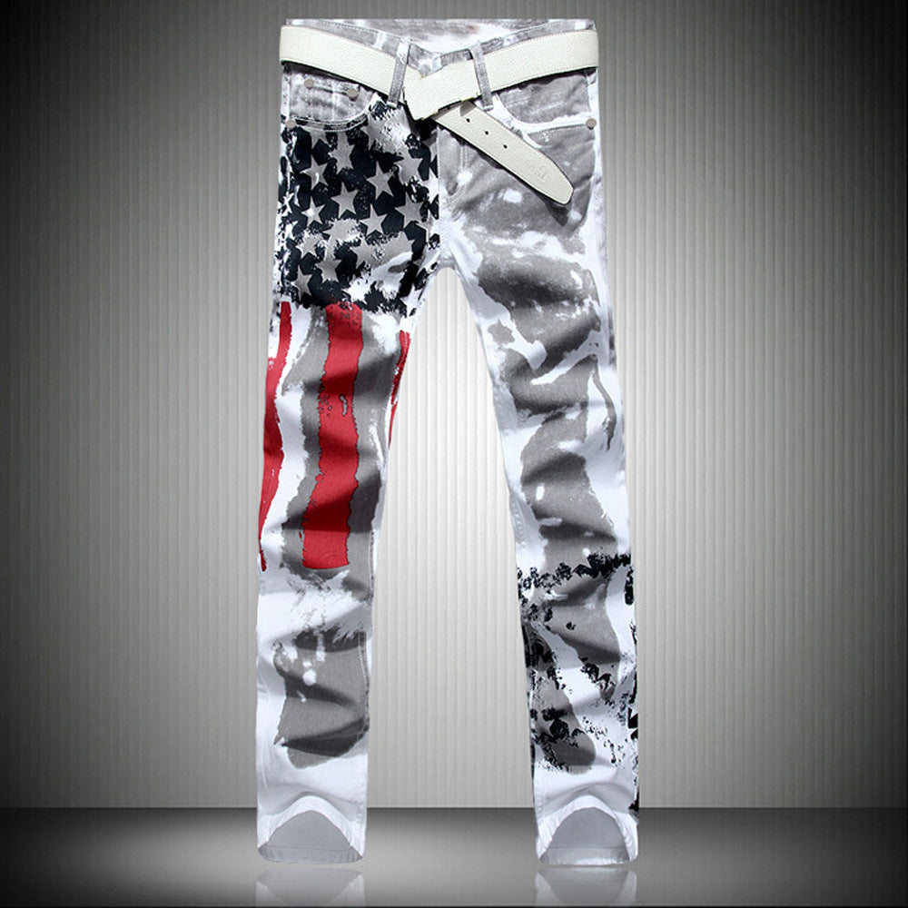 Printed High Fashion Elastic Stretch Slim Fit Men Plus Size Pants