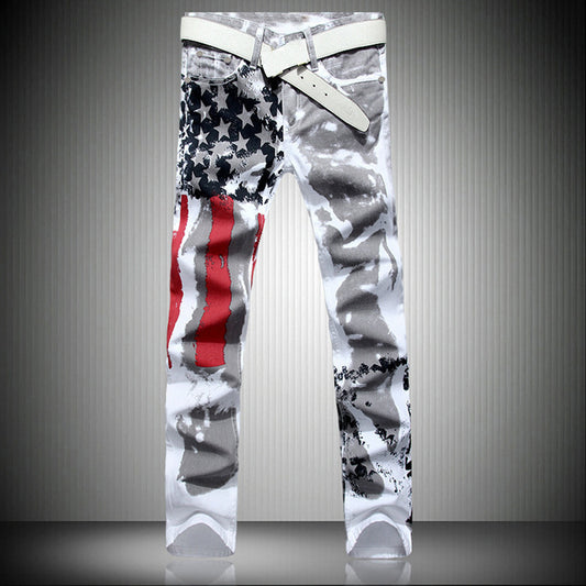 Printed High Fashion Elastic Stretch Slim Fit Men Plus Size Pants