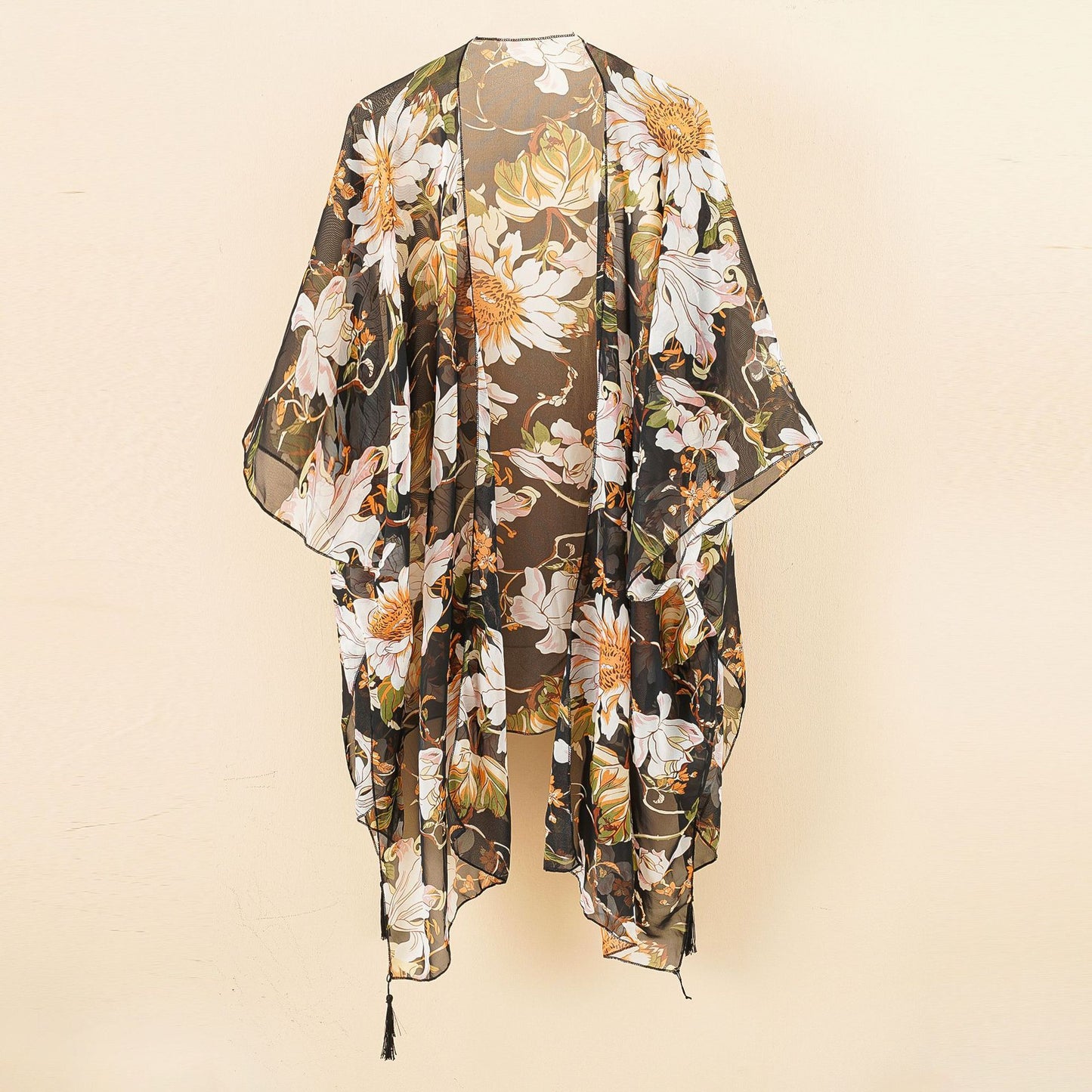 Women's Fashion Tassel Floral Print Swimwear Cover