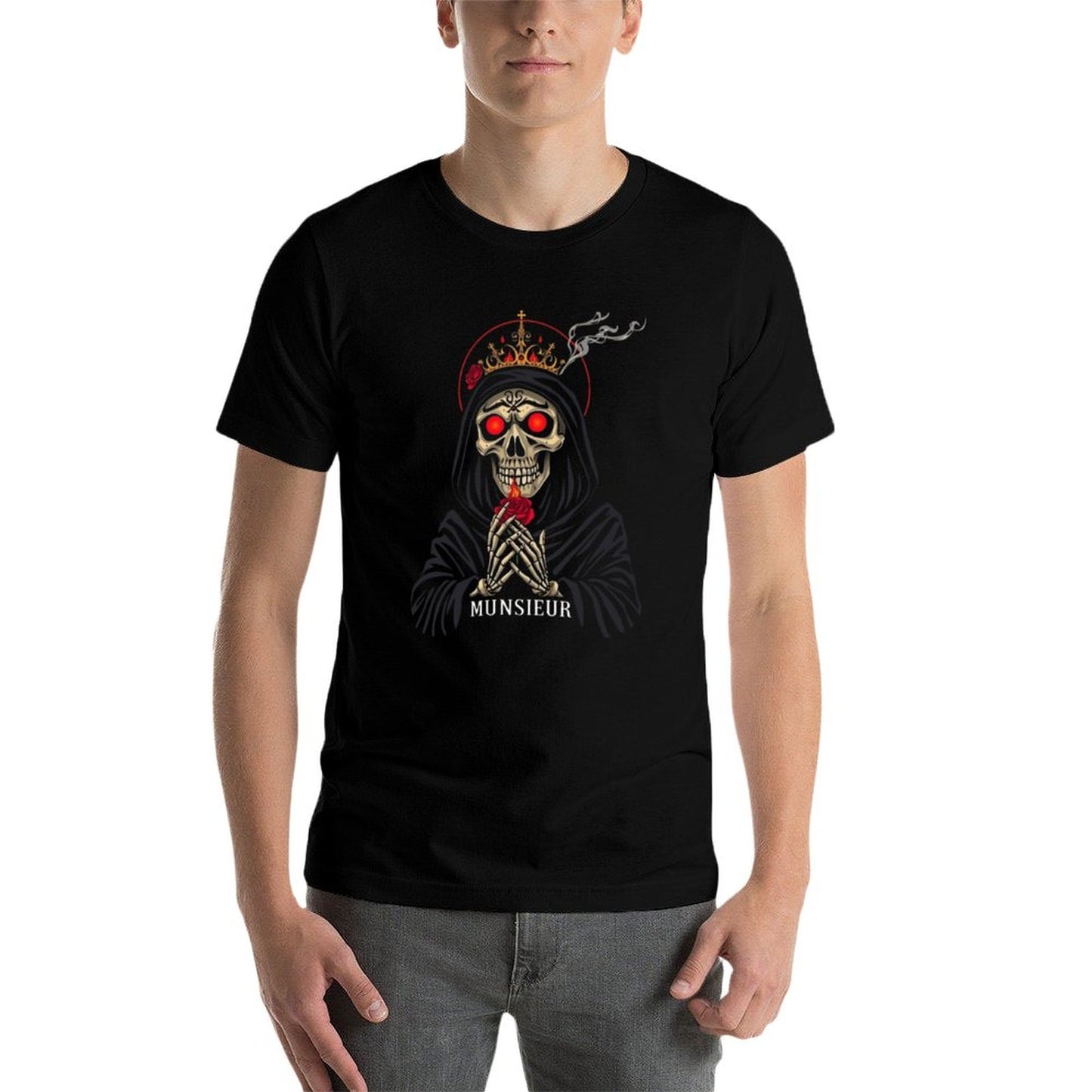 **SALE** Munsieur Men's Tee Cotton "Reaper Smoke" Comfortable Tee for Men