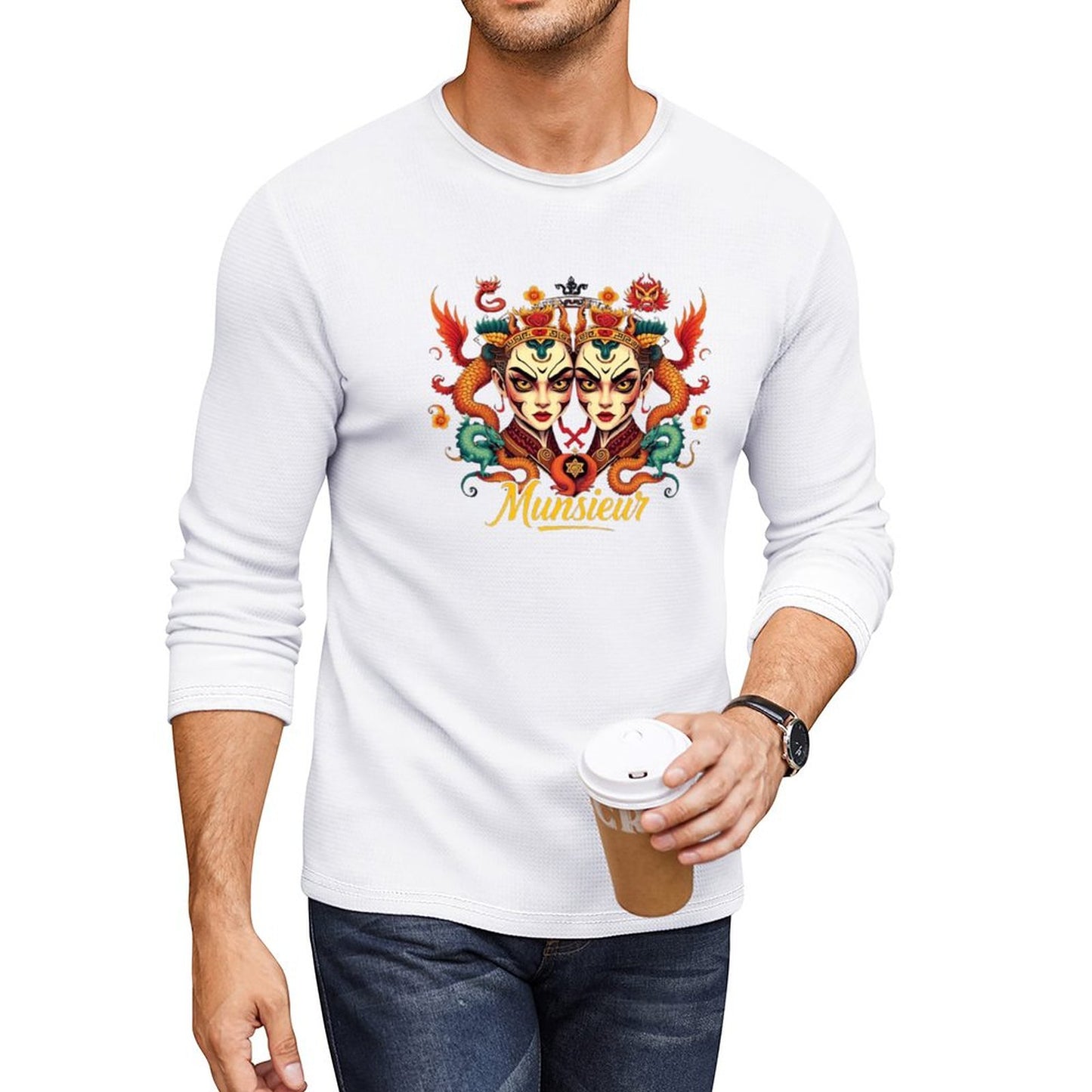 Munsieur Long Sleeve Tee for Men: Perfect for Layering and Standalone Wear - Munsieur