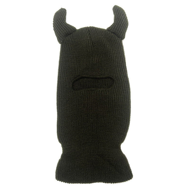 Halloween Wool Hat Mask Horn Single Hole