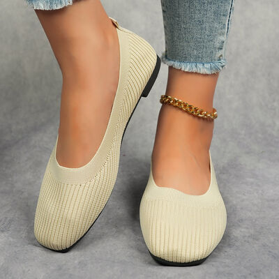 Knitted Square Toe Flat Slip-Ons - Munsieur