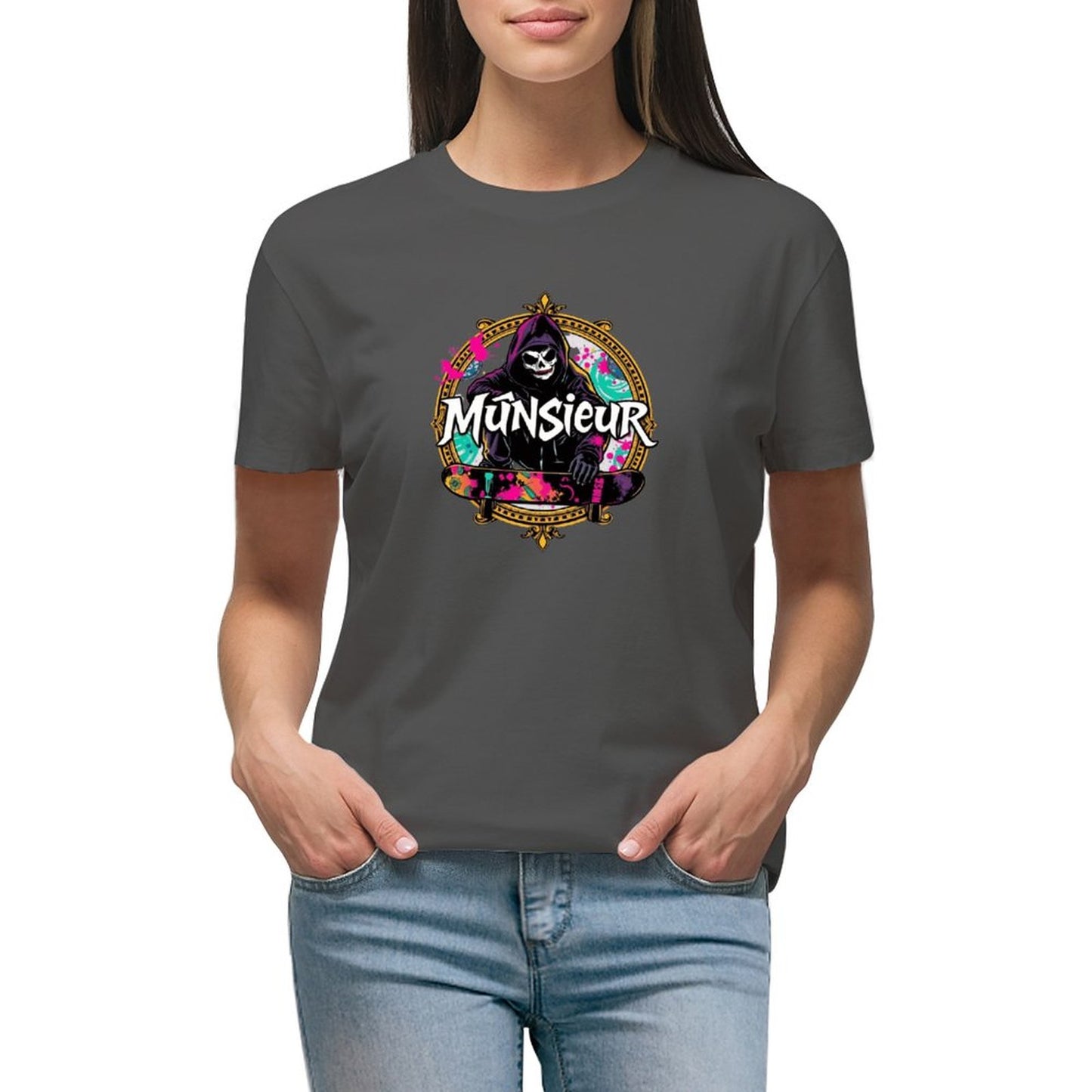 Women's T-shirt Munsieur Brand Streetwear Skater Design Skateboarding