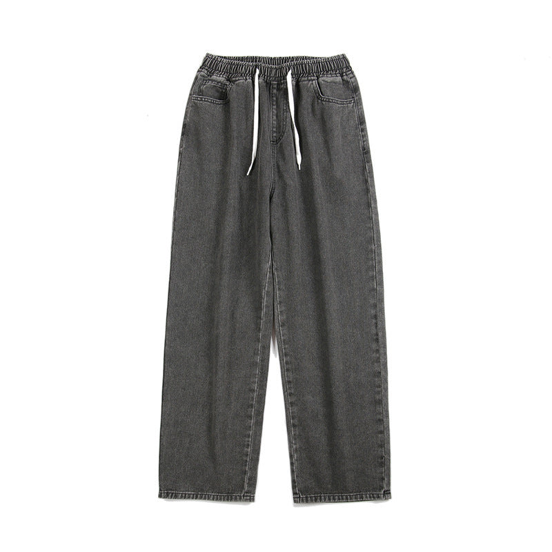 Men's Elastic Waist Loose Straight Drooping Mop Pants