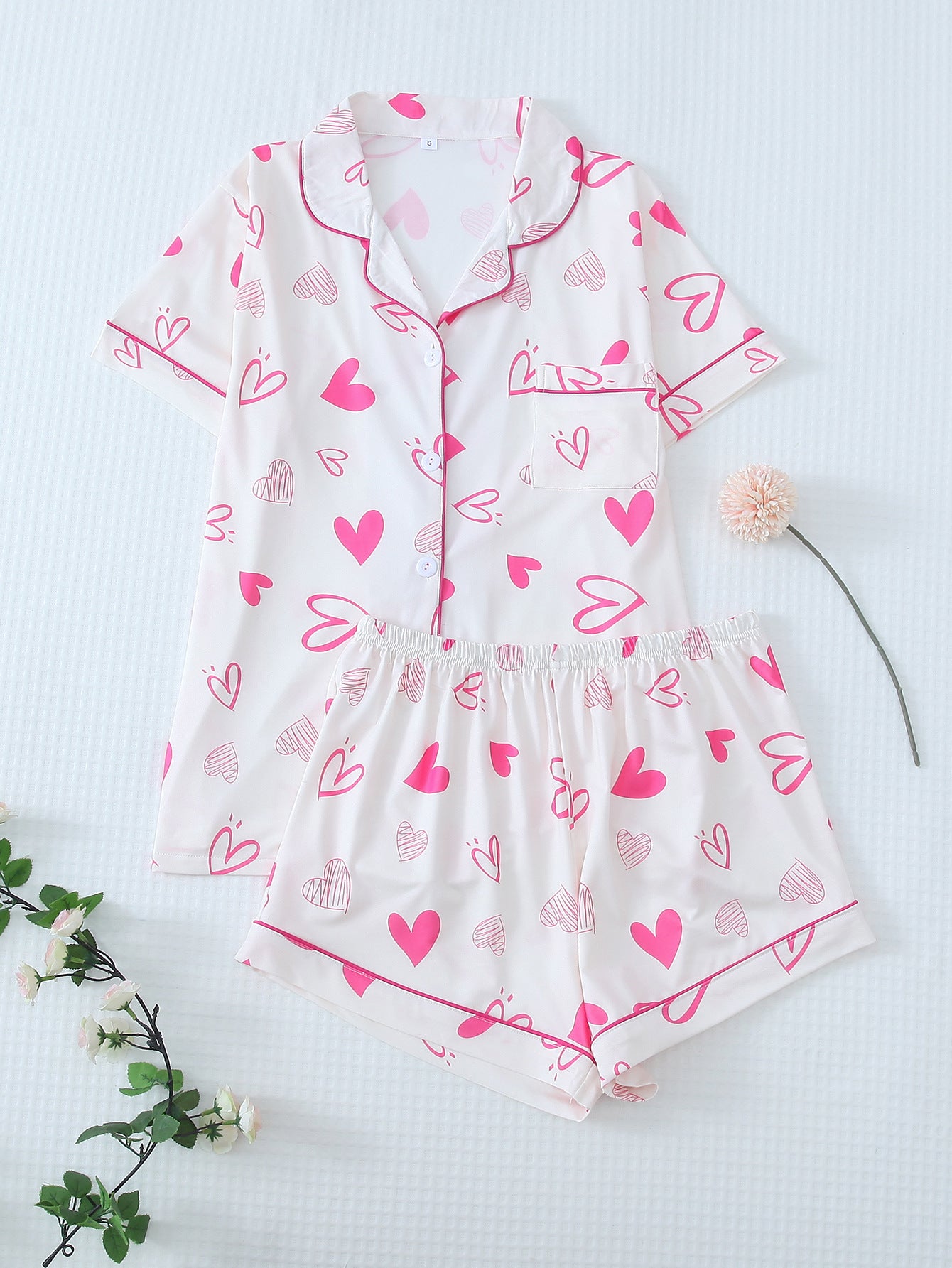 Women's European And American Wearable Bow Print Lingerie Pajamas