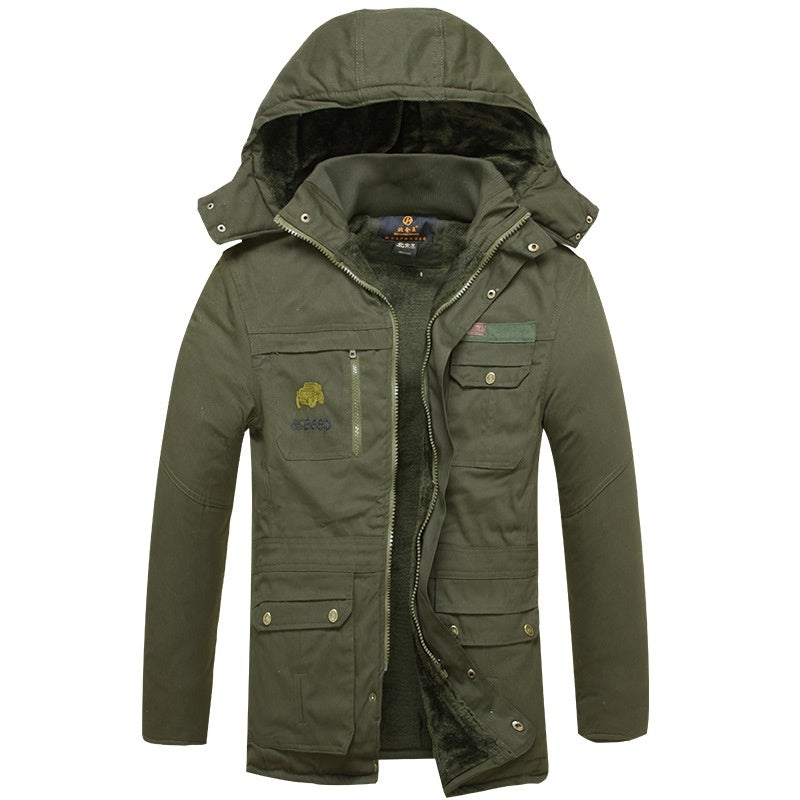 Windproof And Cold-resistant Ultra-fine-meshed Thickening Velvet Lining Cotton-padded Coat