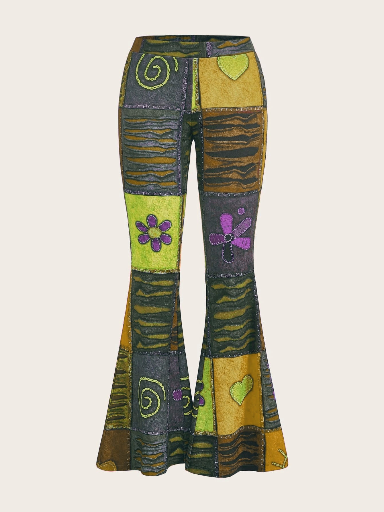 Pattern Abstract Art Style Personality Trend Tight Bootcut Jeans