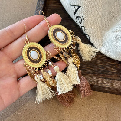 Alloy Rice Bead Dangle Earrings - Munsieur