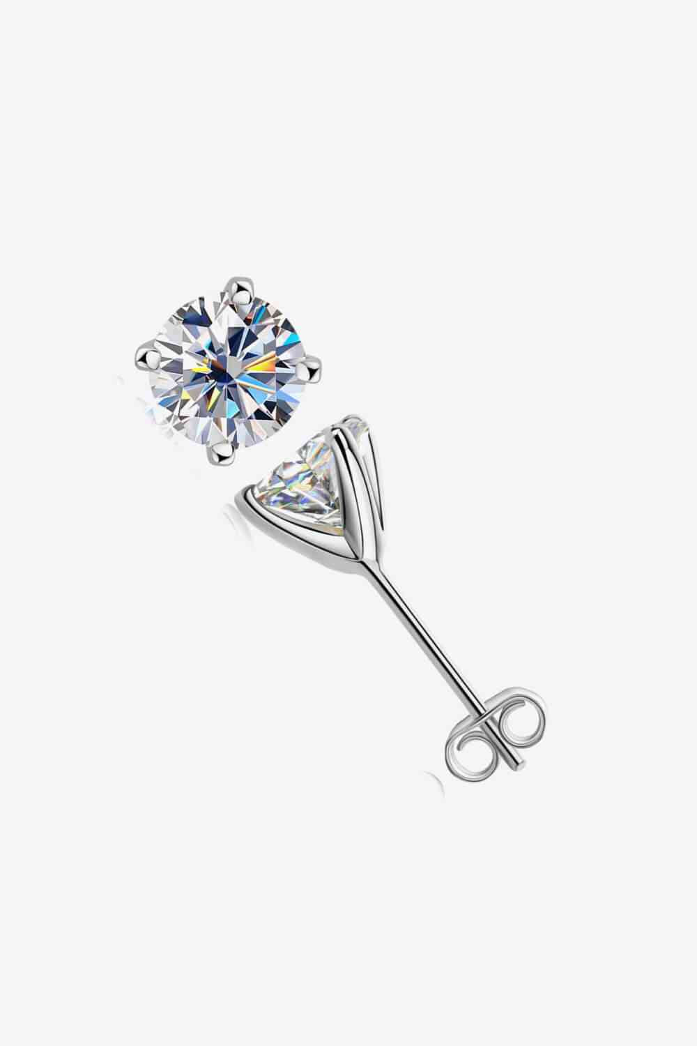 925 Sterling Silver 1 Carat Moissanite 4-Prong Stud Earrings - Munsieur