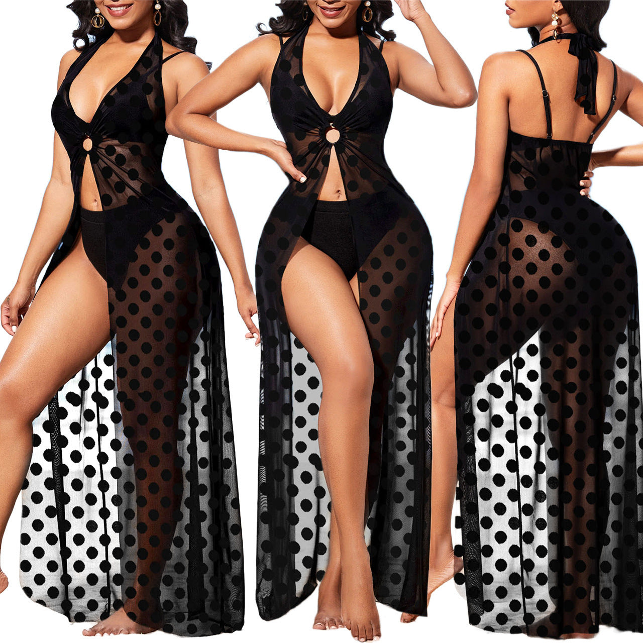 Female Perspective Polka Dot Swimwear Dress