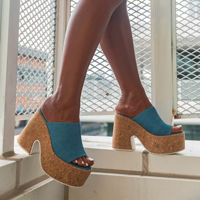 Platform Wedges Women's Light Blue