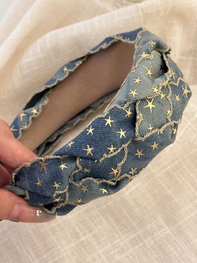 Star Braided Wide Denim Headband - Munsieur