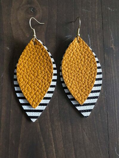 PU Leather Leaf Dangle Earrings - Munsieur