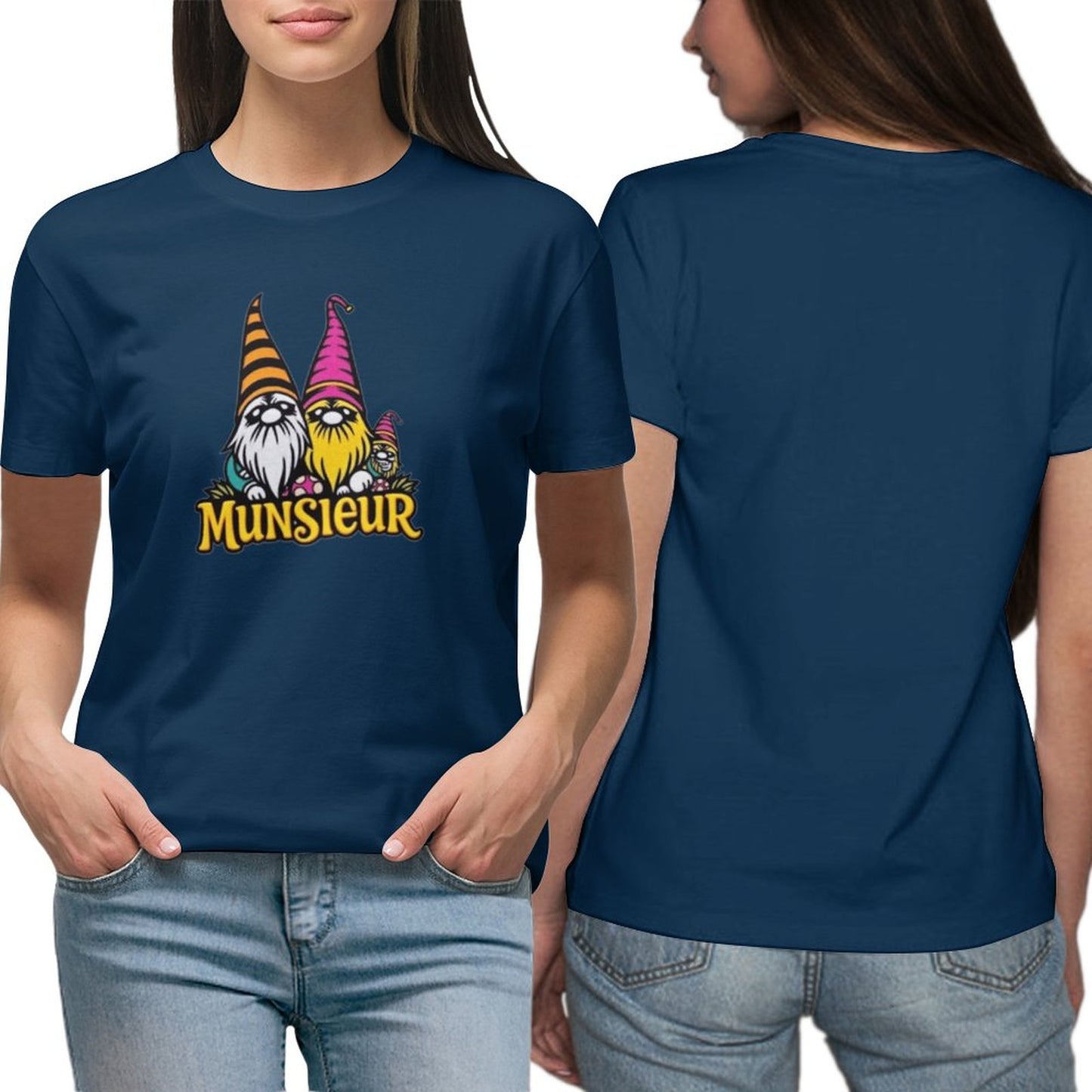 Munsieur Women's Designer T-shirt "Gnomes" Streetwear for Her