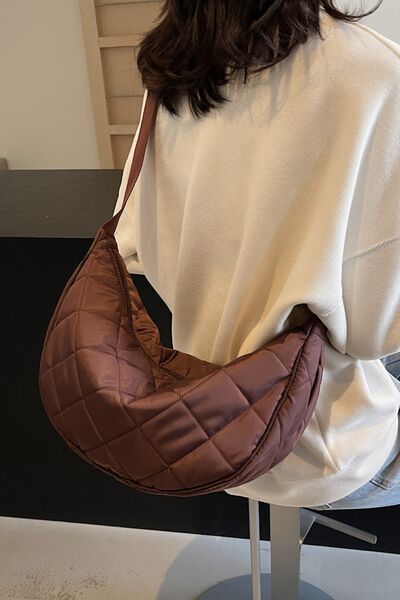 Plaid Quilted Adjustable Strap Crossbody Bag - Munsieur