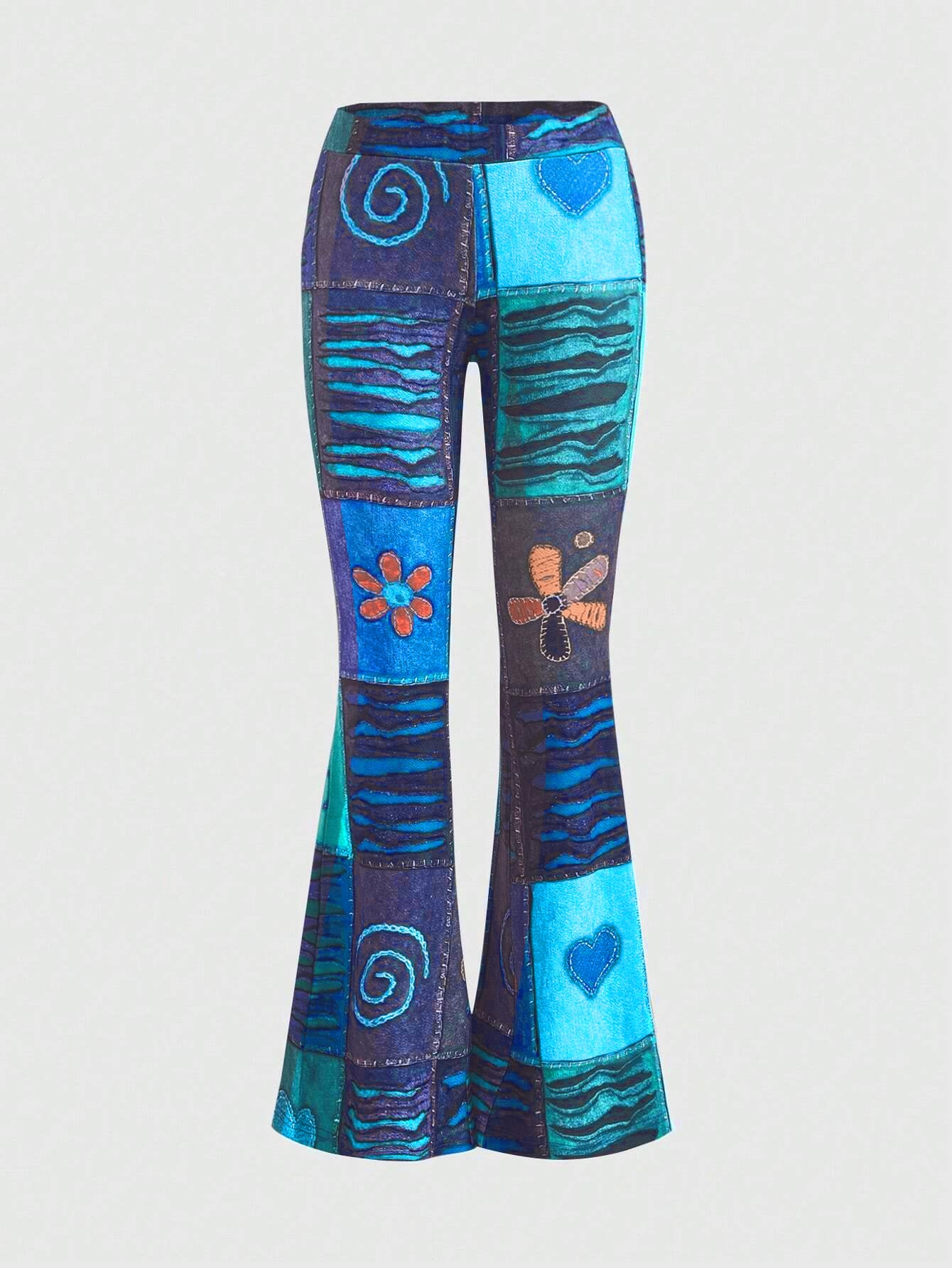 Pattern Abstract Art Style Personality Trend Tight Bootcut Jeans