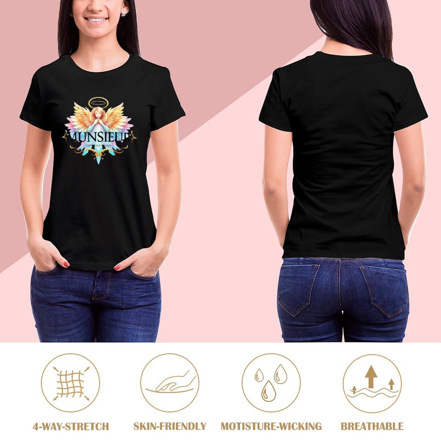 Munsieur Designer T-shirt for Women "Angel" Drip With Confidence Streetwear for Her