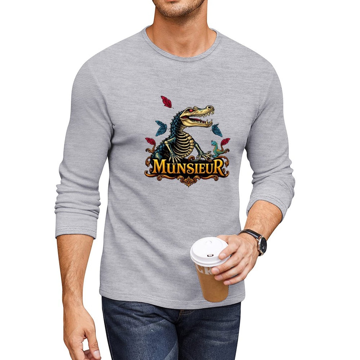 Munsieur Long Sleeve Tee for Men: Relaxed Fit with a Modern Edge - Munsieur