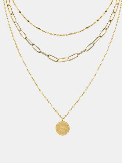18K Gold-Plated Three-Layered Engraved Necklace - Munsieur