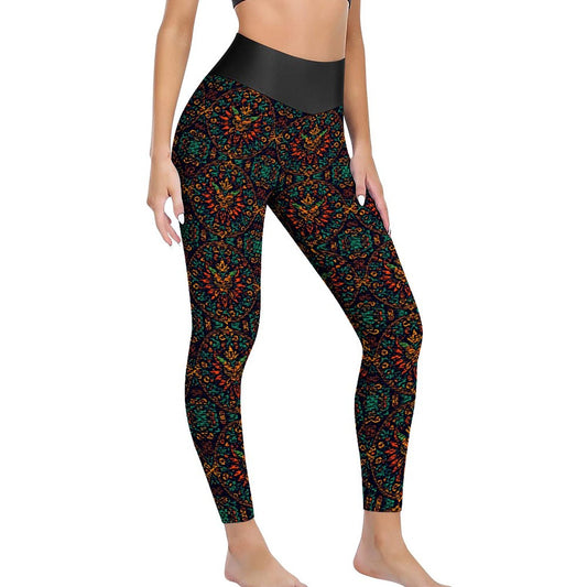 Munsieur Custom Printed Honeycomb Textured Yoga Leggings for Women
