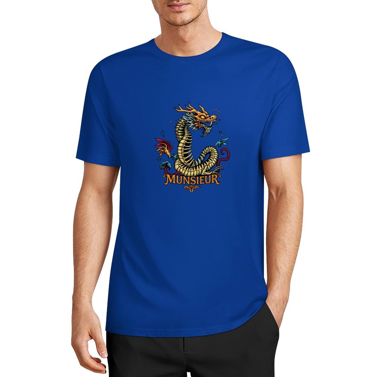 Munsieur Brand Graphic Tee Cotton Men's breathable Dragon Design