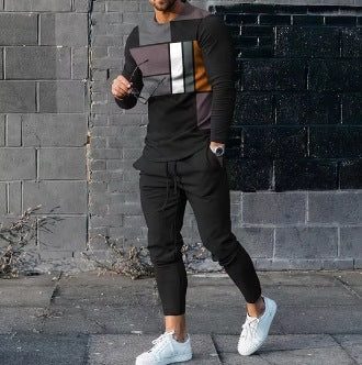 Men's Ethnic Style Printed Long Sleeve Jogger Set - Munsieur