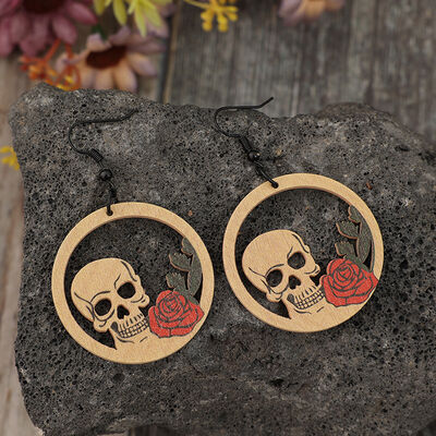 Wooden Cutout Skeleton Earrings - Munsieur
