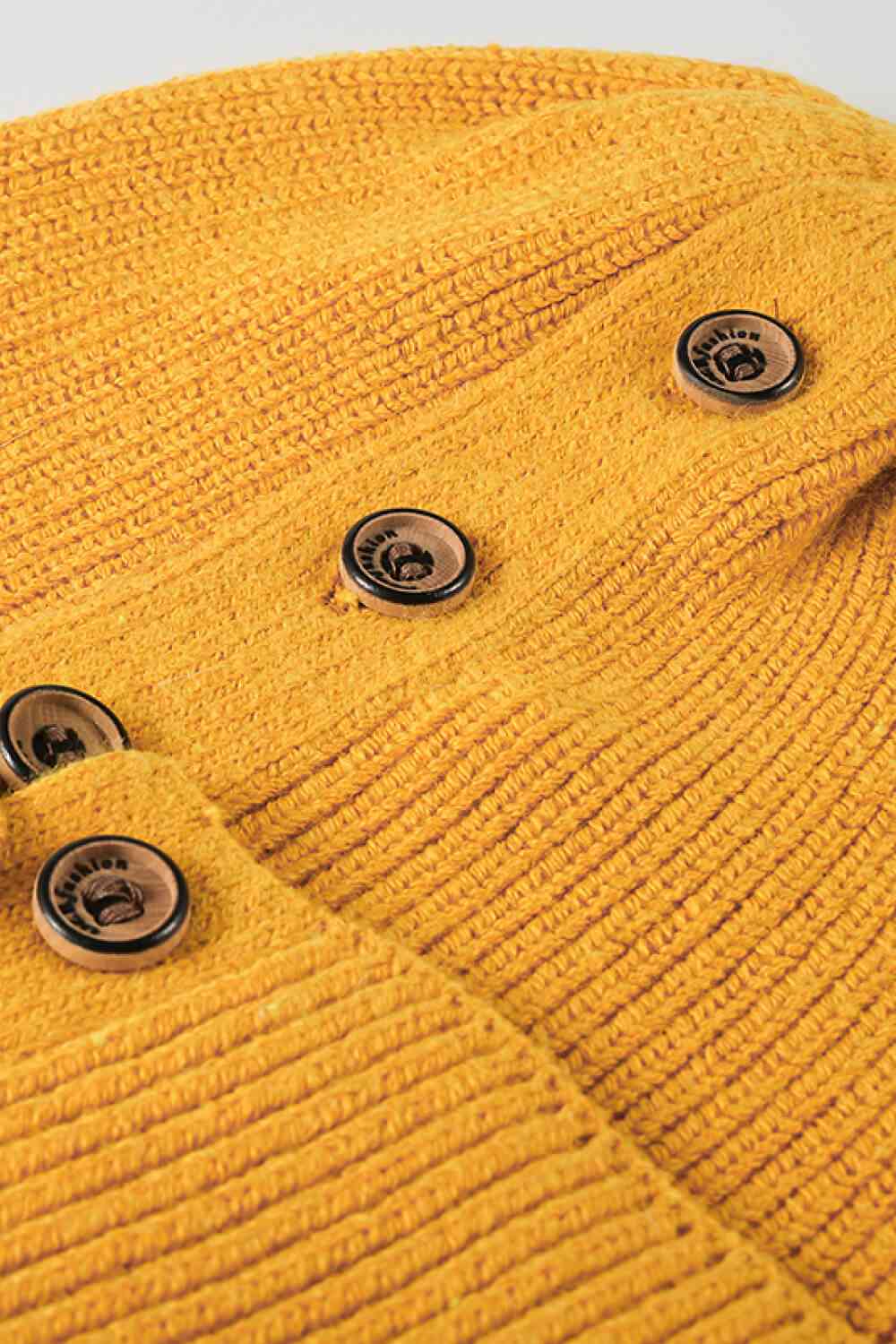 Button Detail Rib-Knit Cuff Beanie - Munsieur