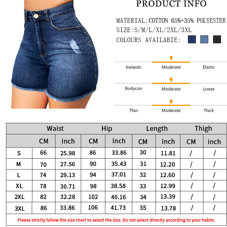 Women's Stretch Bottoms Slim Fit Ripped Tassel Denim Bottoms