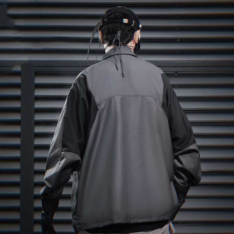 Irregular Splicing Coat Men's Loose Casual Polo Collar