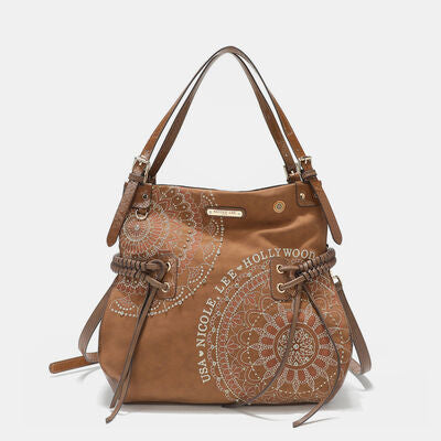 Nicole Lee USA Side Braided Tassel Inlaid Rhinestone Embroidery Hobo Bag - Munsieur