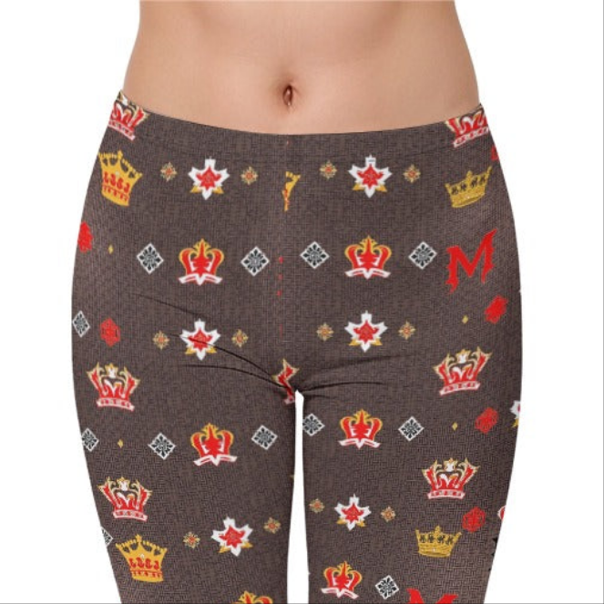 Munsieur Women's Luxury Print Leggings with Crown Design