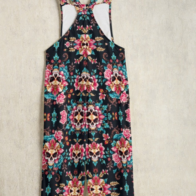 Munsieur Luxury Floral Print Jumpsuit with Tie Straps