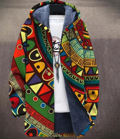 Men's Munsieur Brand Fashion Digital Printing Fleece Padded Coat