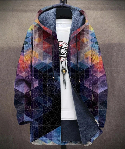 Men's Munsieur Brand Fashion Digital Printing Fleece Padded Coat