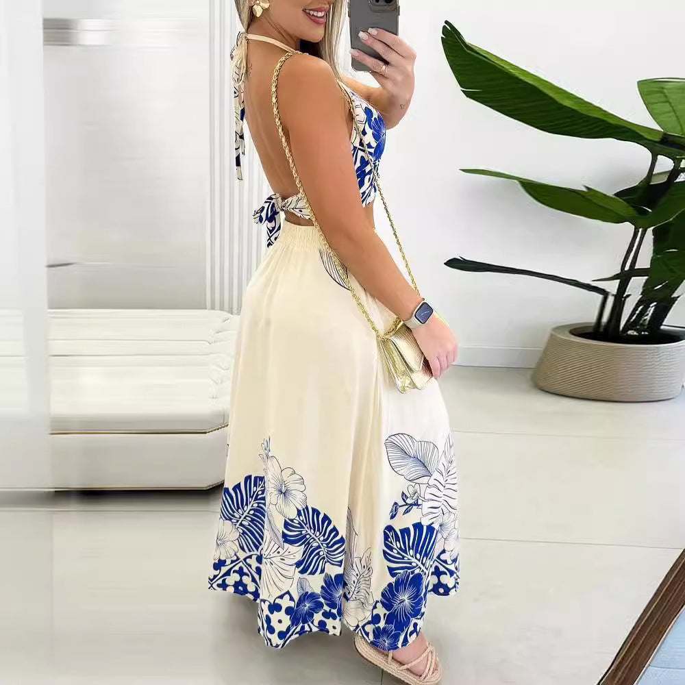 Women's 2pc Set Tropical Printing Casual Women's Blouse + Skirt Set