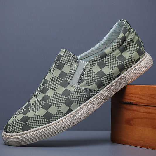 Men's Casual Checkered Canvas Board Shoes