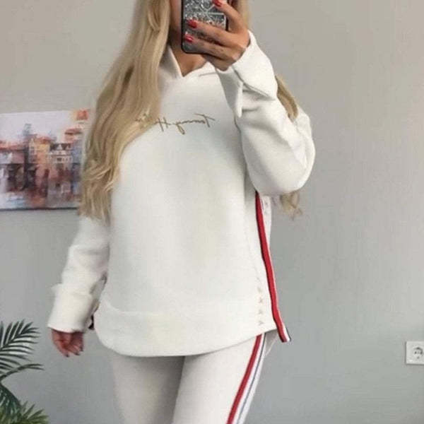 Women's Simple Printed Casual 2pc Leggings + Sweater Set